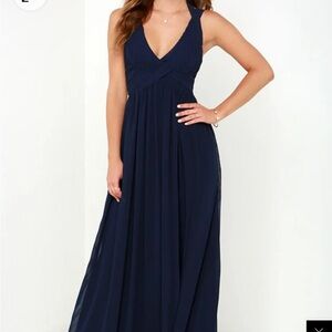 NWT Lulus Strike a Minerva Navy Blue Maxi Dress Size Large